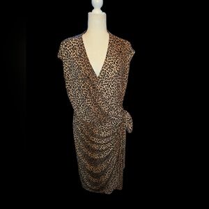 Lark & Ro Animal Print Wrap Dress 1X